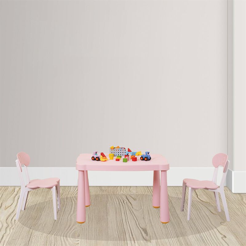 CLIHOME High Quality Plastic Kids Table and Chair Set,3 Piece Children Reading Activity Table and Chair image number 1