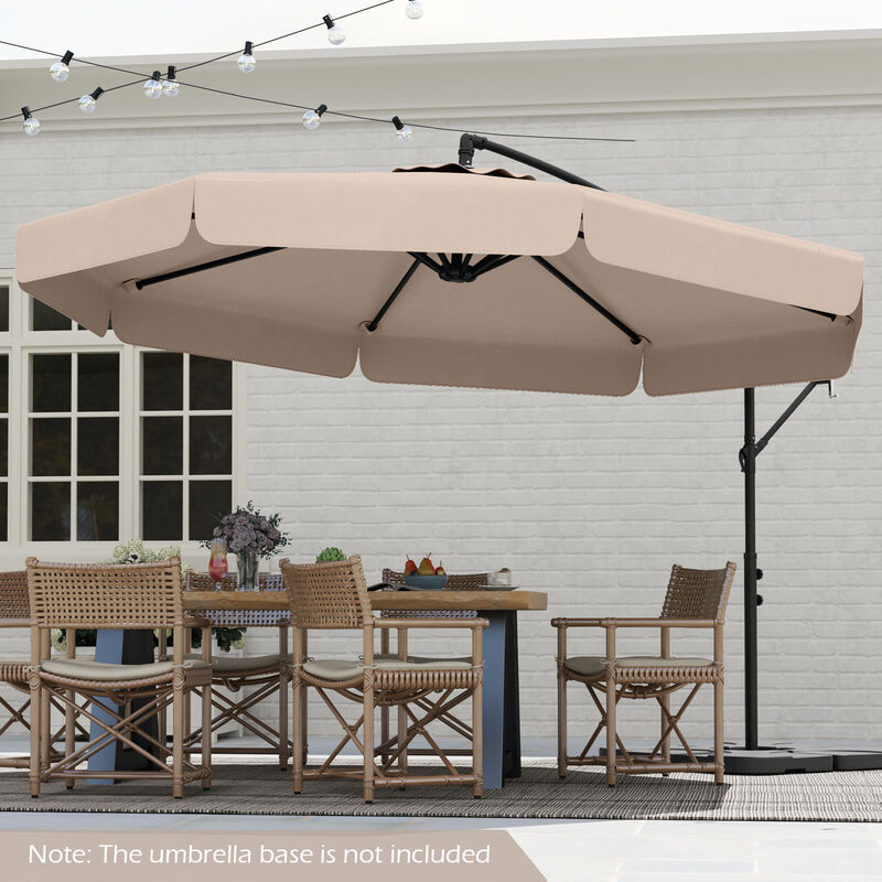 Patio Cantilever Umbrella with Cover &ndash; Tilt Adjustment & Decorative Ruffled Edge