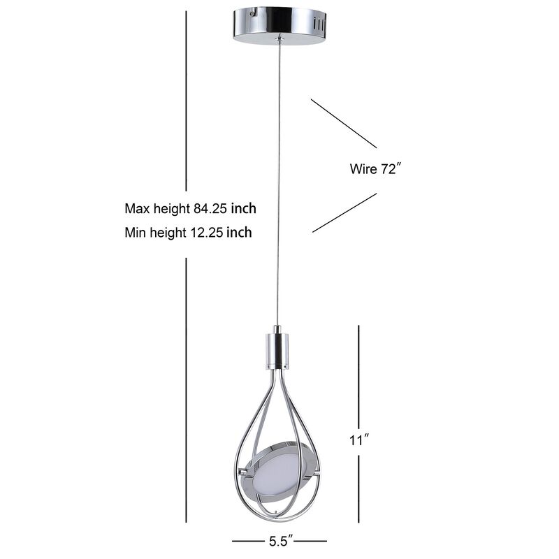 Orion 5.5" Adjustable Modern Integrated 1-Light Cluster LED Metal Pendant