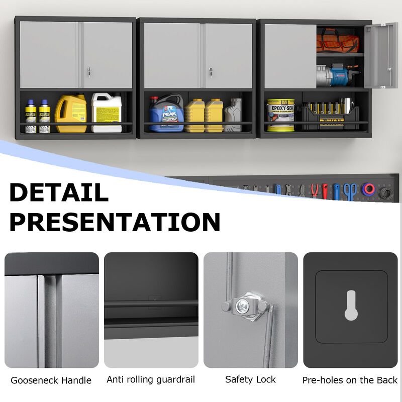 Metal Adjustable 2 Doors Metal Kitchen Pantry Cabinet With Adjustable Shelves image number 4