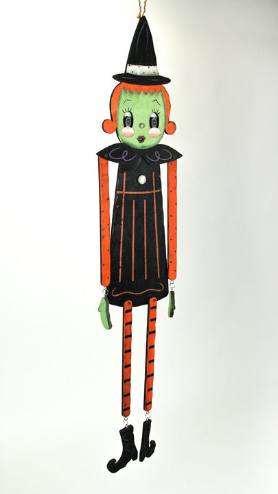 Johanna Parker Pumpkin Peeps Wooden Halloween Witch Wall Hanging Door Decor Art