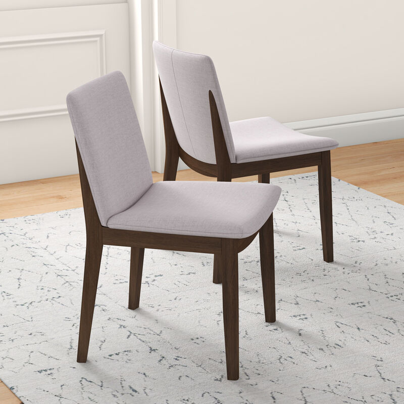 Merax Modern Laura Mid-Century Modern Solid Wood Dining Chair Set with Upholstered Fabric