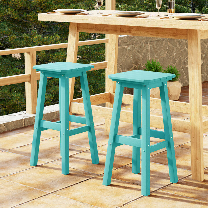 WestinTrends 29" HDPE Outdoor Patio Square Bar Stools (Set of 2)