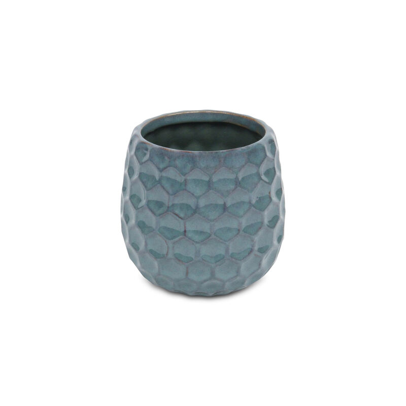 HomeRoots Gray Ceramic 17 Ounce Round Distressed Pot Planter image number 2