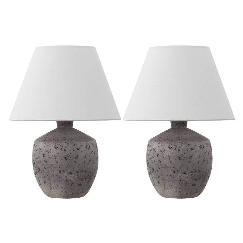 Myron 18" Minimalist Scandinavian Concrete Effect Resin/Iron LED Table Lamp