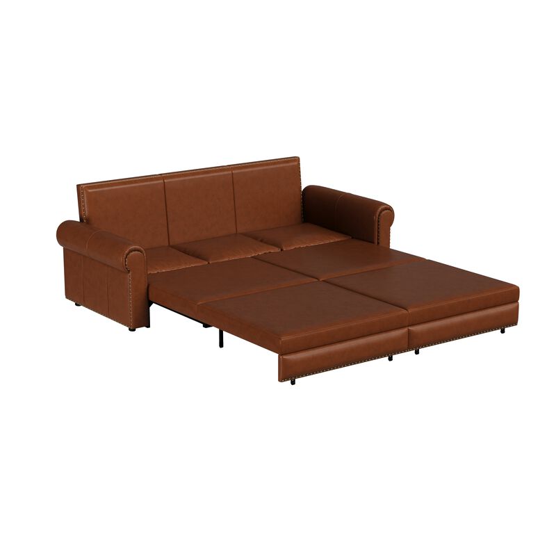 Merax 3-in-1 Faux Leather Convertible Sleeper Sofa
