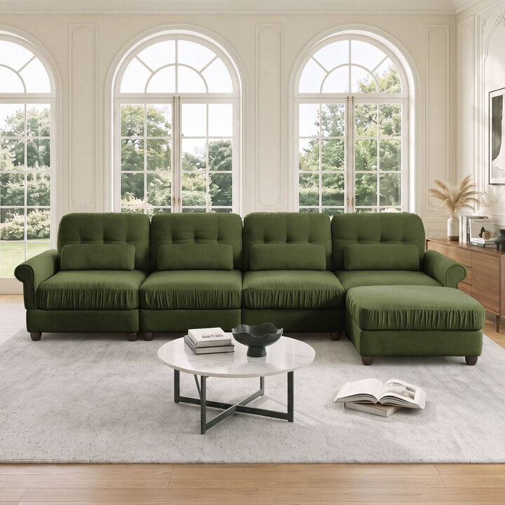Toxmam Chenille 4‑Seat Modular Sectional Sofa