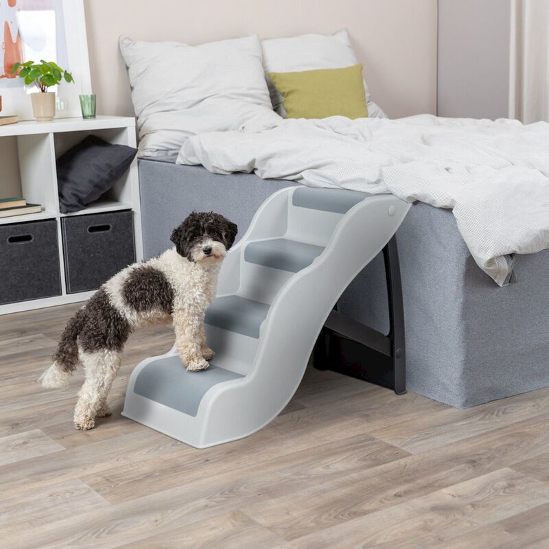 TRIXIE 4-Step Pet Stairs, Lightweight and Collapsible Steps Ideal for Dogs & Cats, Gray image number 5