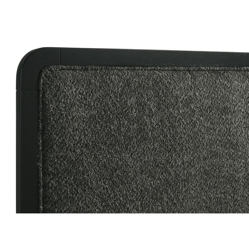 Cavy King Size Bed, Channel Tufted Upholstered Headboard, Black Gray