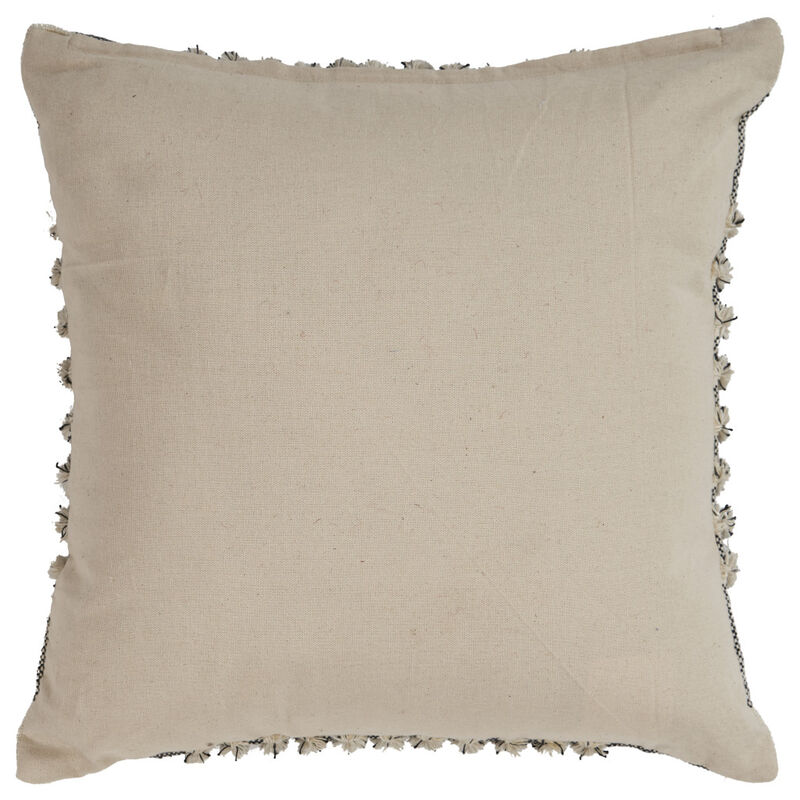 HomeRoots Set of Two Black and Ivory Plaid Cotton Throw Pillow With Fringe image number 3