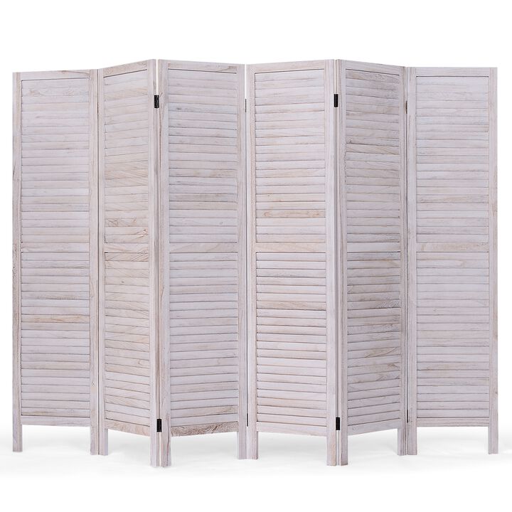 6 Panels Classic Venetian Wooden Slat Room Screen