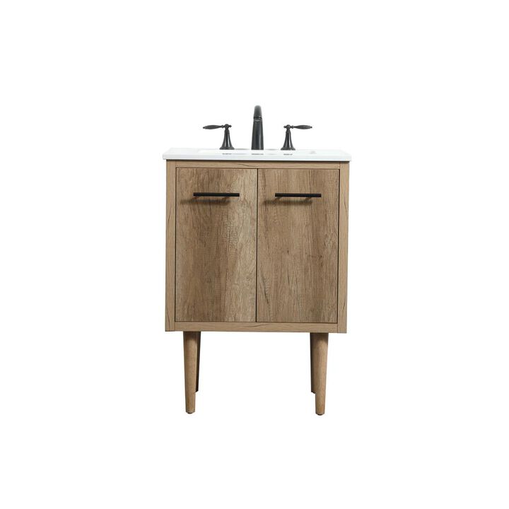 Elegant Kitchen and Bath 24 inch Single bathroom vanity in natural oak