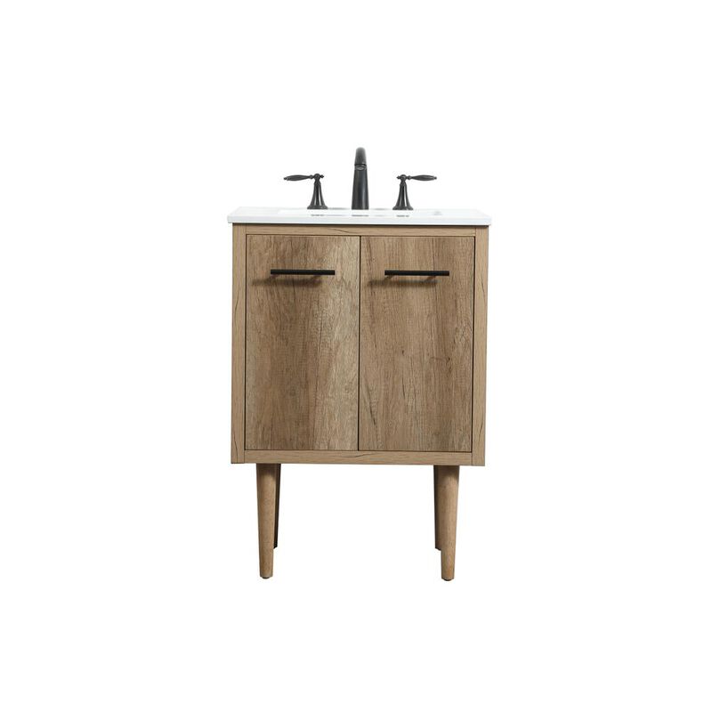 Elegant Kitchen and Bath 24 inch Single bathroom vanity in natural oak
