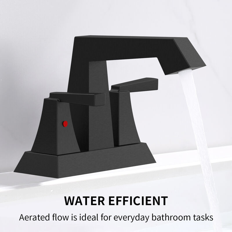 Centerset Bathroom Faucet, Matte Black 2-Handle Sink Faucet with Pop-Up Drain & Hoses