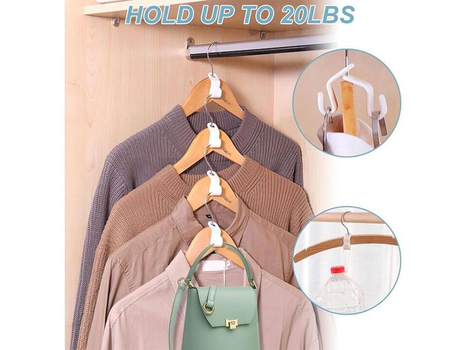 50 Pcs Space Saving Hanger - Clothes Connector Hooks, Stacking Space Saver, Plas