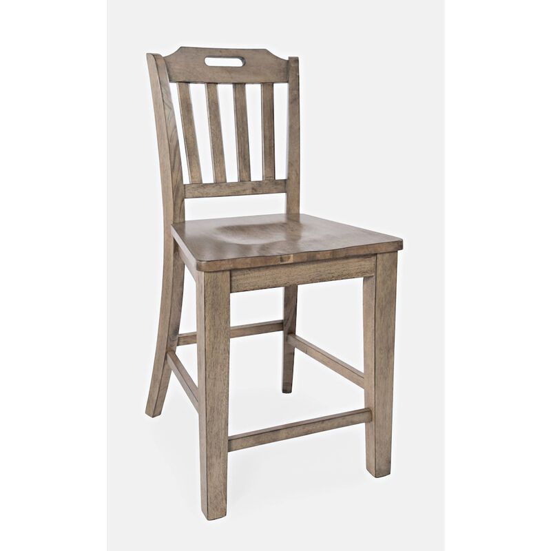 Jofran Solid Wood Slatback Handle Counter Height Barstool (Set of 2)