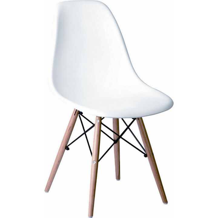 Louie 21 Inch Modern Side Chair, Wood Finished Legs, Crisp White Finish-Benzara