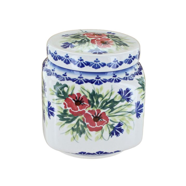 Blue Rose Polish Pottery Primrose Medium Canister