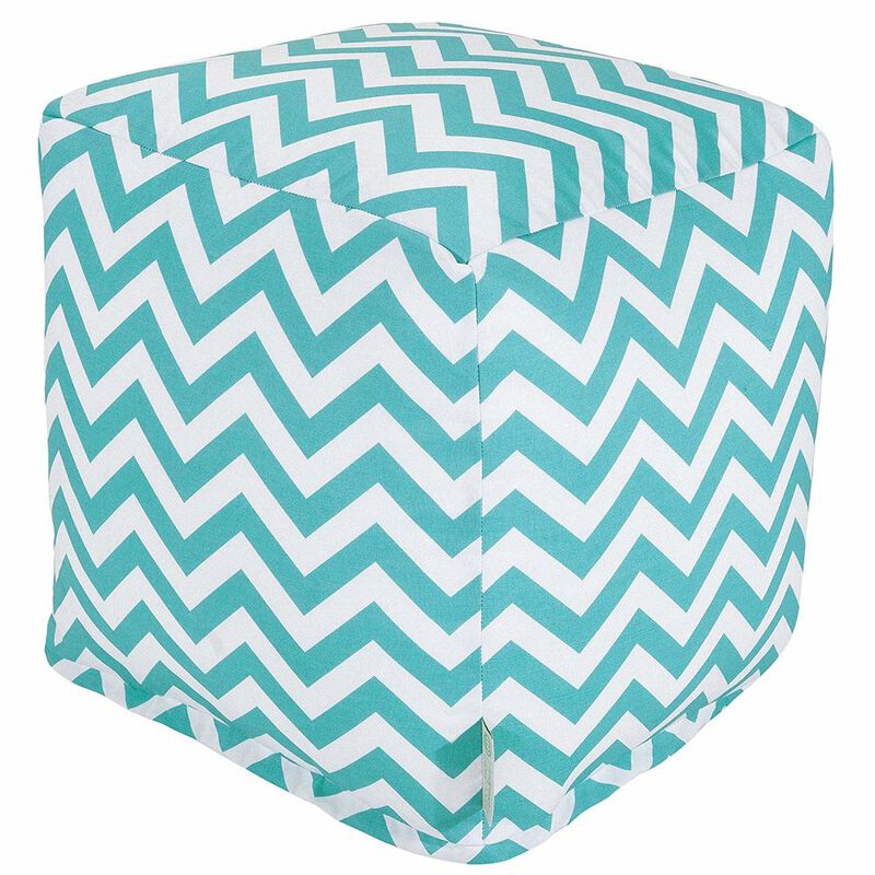 Majestic Home Goods Cube Pouf Chevron Teal