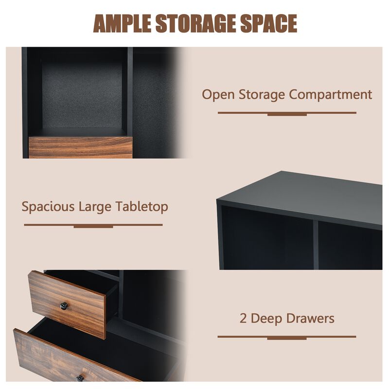 Mobile Filing Cabinet 2 Drawers with Open Shelves for Home and Office