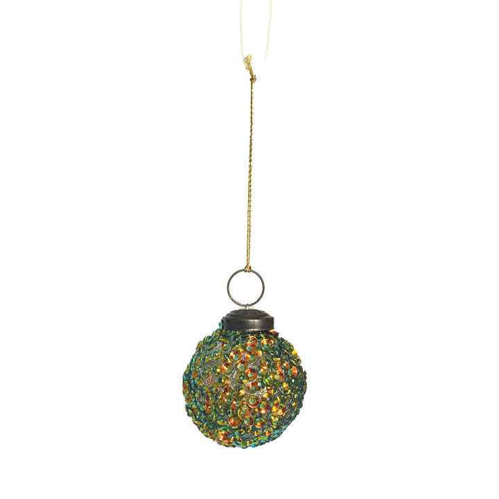 Aurora Sequin Glass Ornament, Multicolor