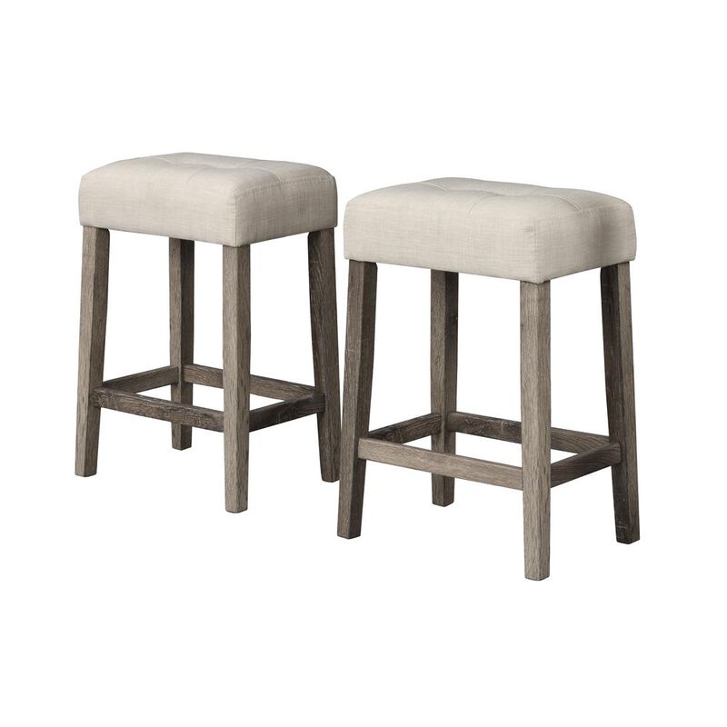 Best Master Furniture Yosef 24 Wood Counter Stool in Oak (Set of 2)