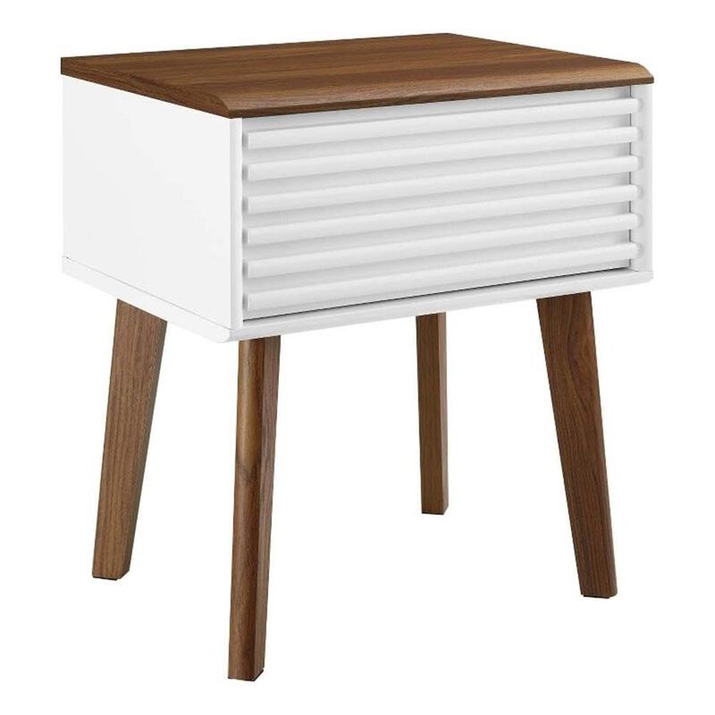 Modway Render Mid-Century Modern End Table or Nightstand in Walnut White, 15 x 19 x 21.5 image number 0