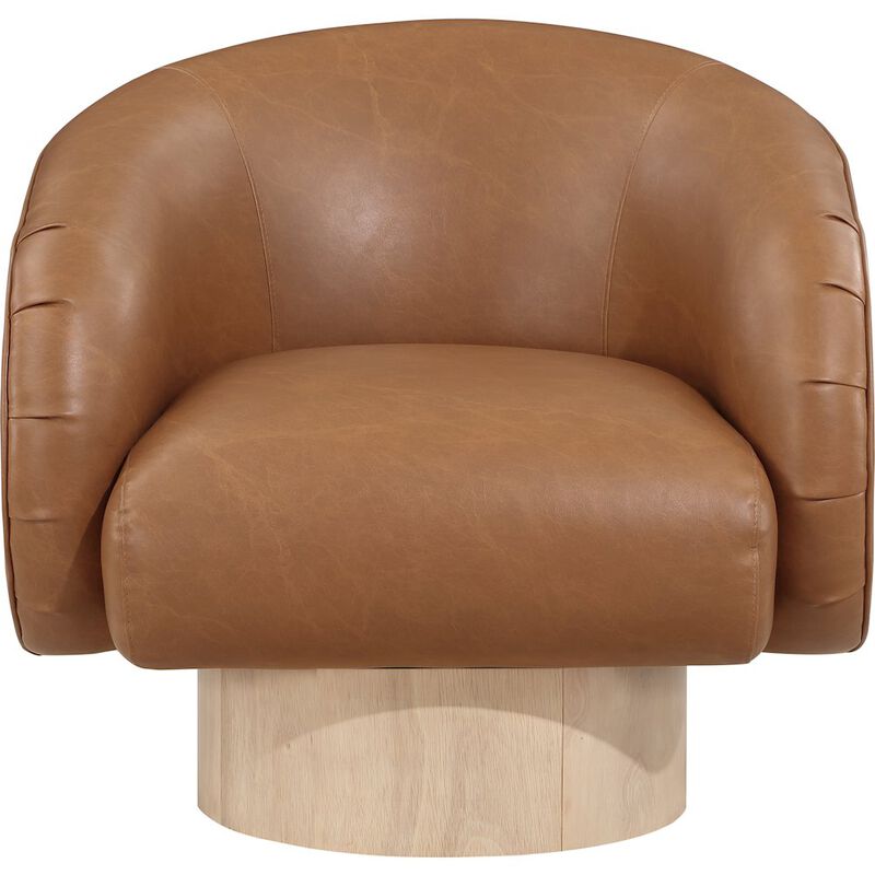 Meridian Furniture Gibson Cognac Vegan Leather Swivel Accent Chair