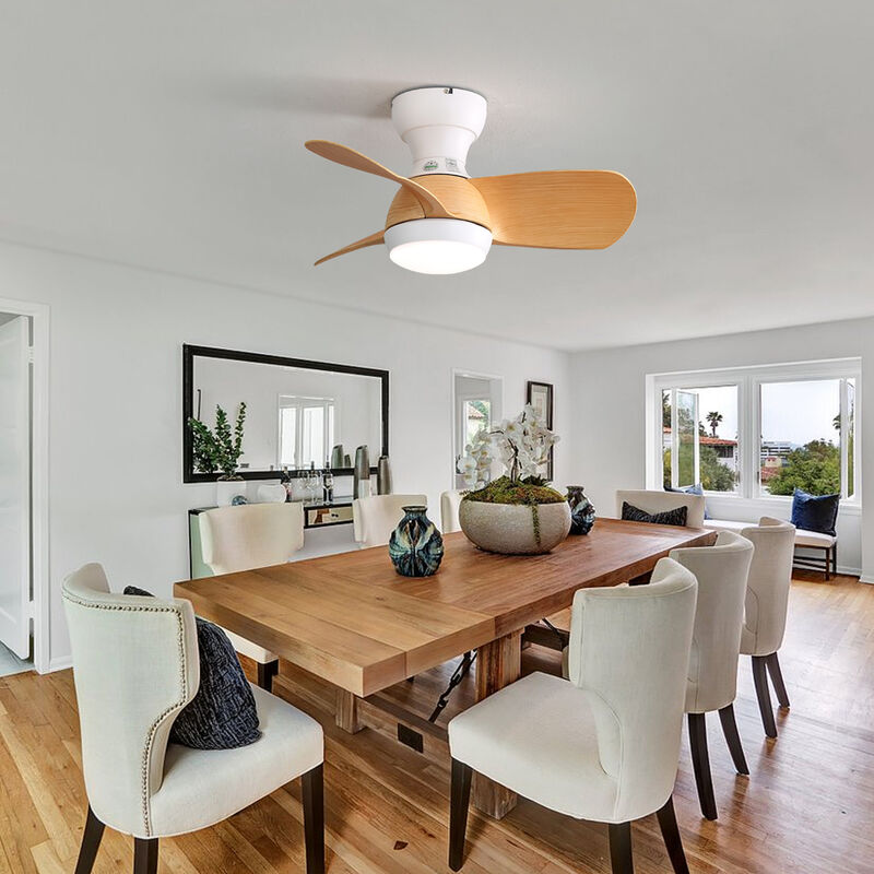 ELEMENT ACE 52 Inch Indoor Ceiling Fan With Dimmable LED Light 3 Solid Wood Blades Remote Control Reversible DC Motor image number 3