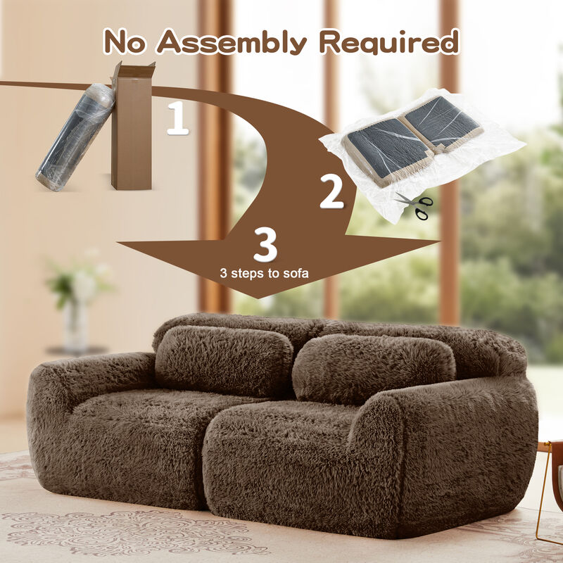 Monimp Soft Fluffy Plush Fabric Loveseats image number 2