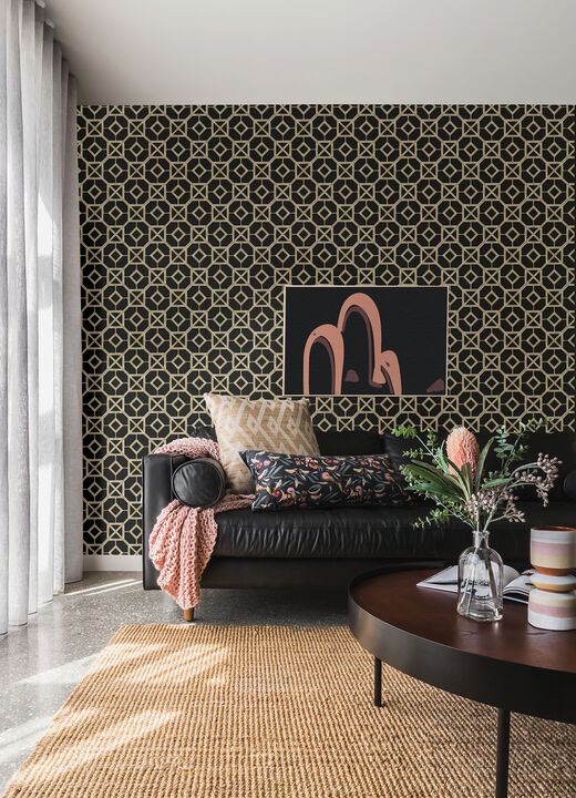Livia Black Trellis Wallpaper (Set of 2)