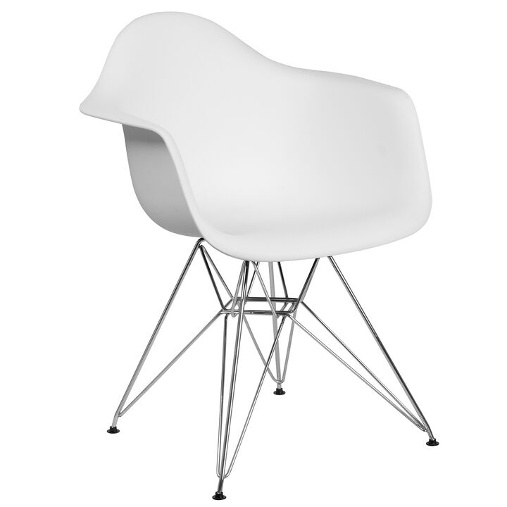 Flash Furniture Alonza Series White Plastic Chair with Chrome Base