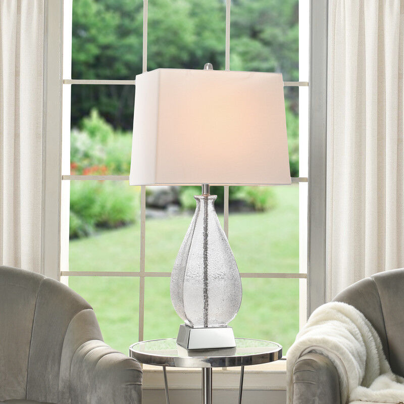 Smoke Seeded Glass Table Lamp