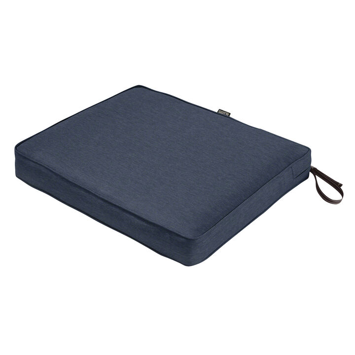 Classic Accessories Montlake FadeSafe Water-Resistant 21 x 19 x 3 Inch Outdoor Chair Cushion, Heather Indigo Blue, Outdoor Chair Cushions, Patio Chair Cushions, Patio Cushions