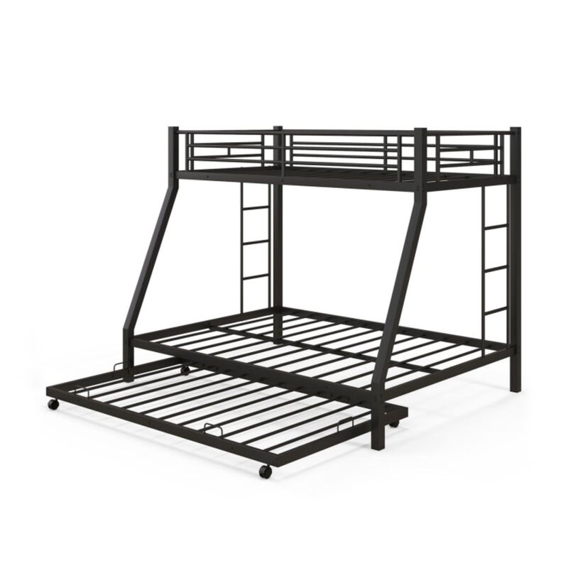 Full over Full Bunk Bed Platform Wood Bed with Ladder
