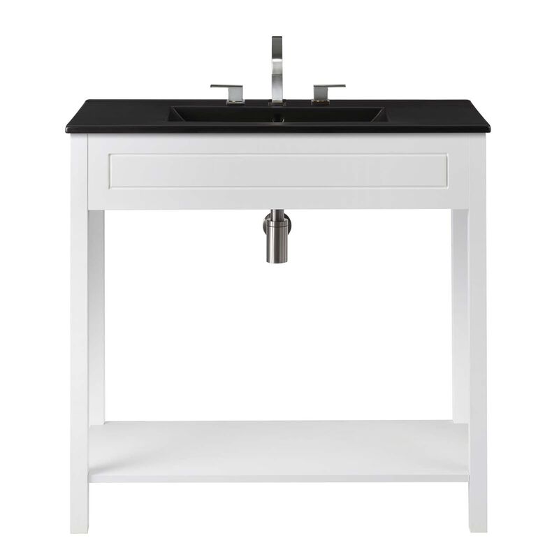 Modway Altura 36" MDF Ceramic and Particleboard Bathroom Vanity in Gray/Black image number 6