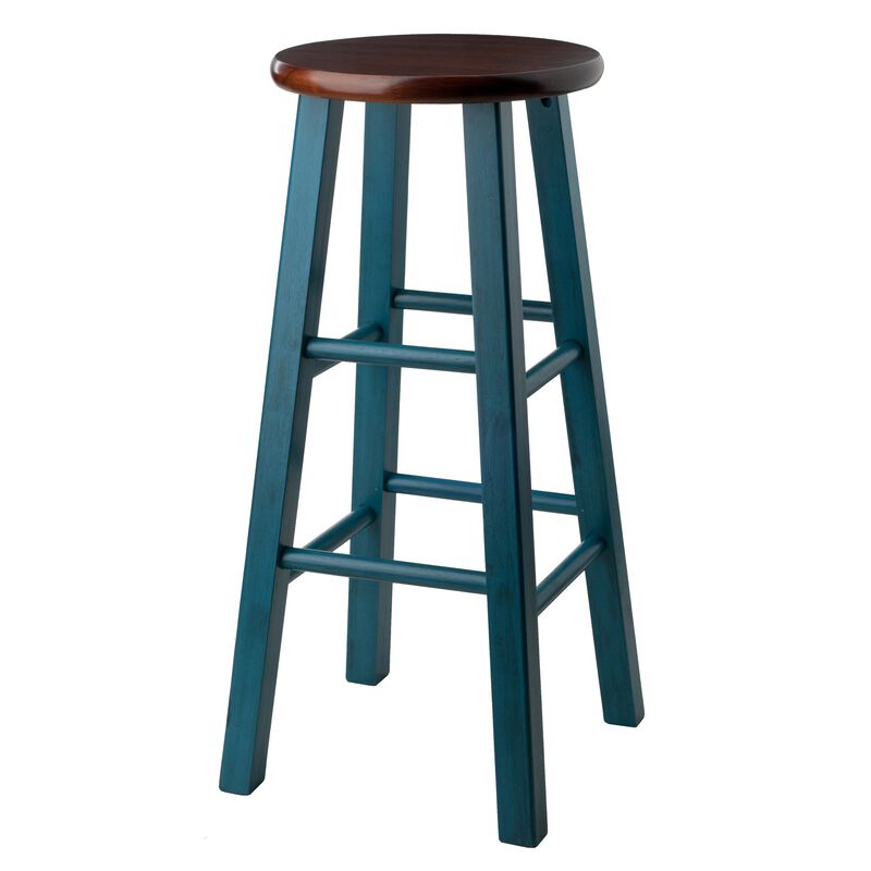 Winsome Wood Ivy Model Name Stool, Rustic Teal/Walnut 13.6x13.6x29.1