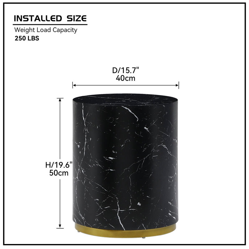 Streamdale 15.75" Round Side Table For Living Room Fully Assembled Black