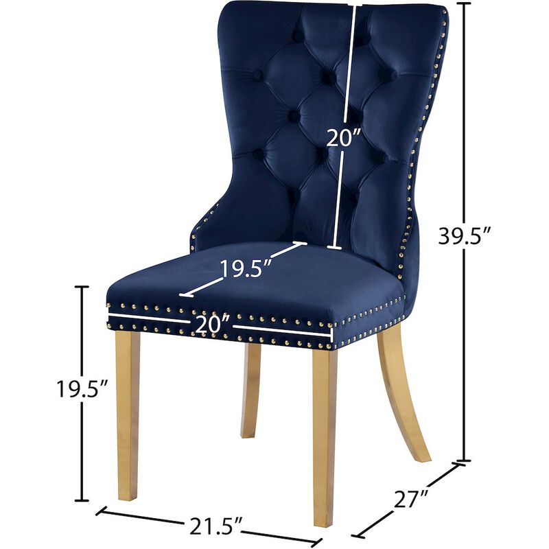 Meridian Furniture Carmen Navy Velvet Dining Chairs, Set of 2