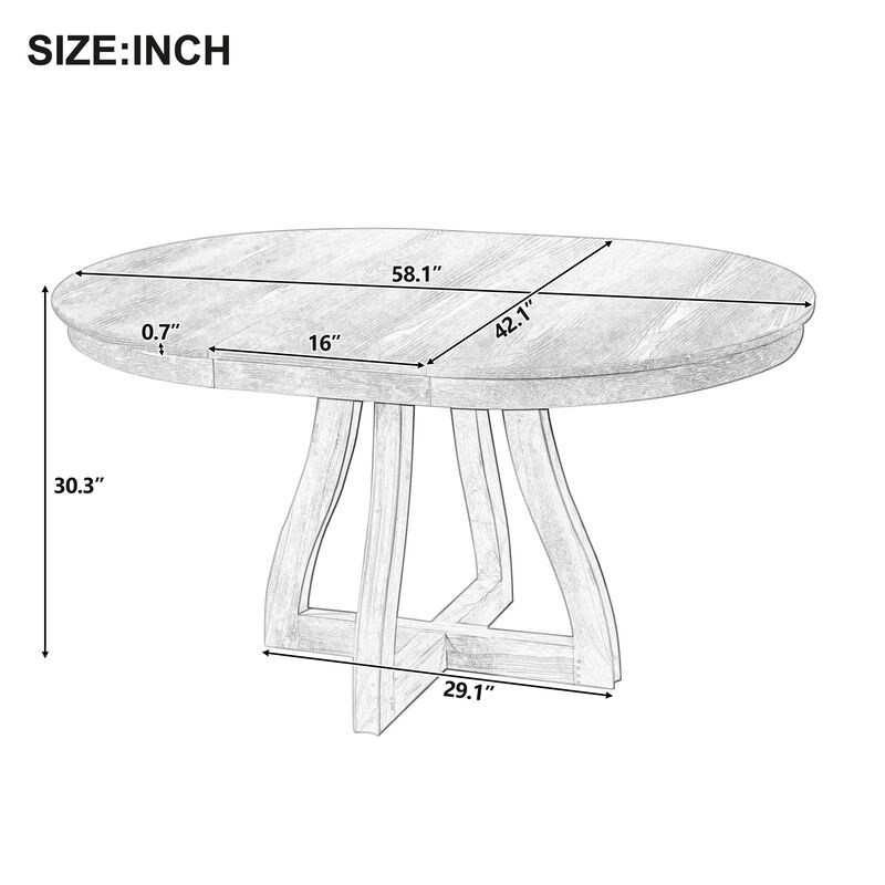 Merax Round Extendable Dining Table for 4-6, 16" Middle Leaf, Curved Table Legs image number 6
