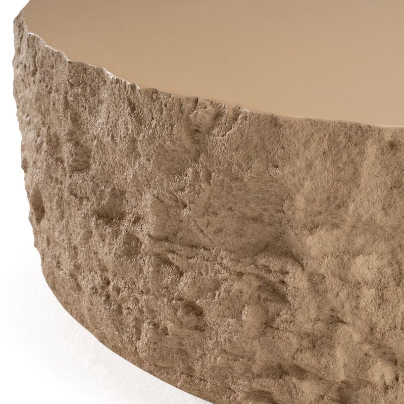 Modrest Quarry - Modern Beige Round Coffee Table