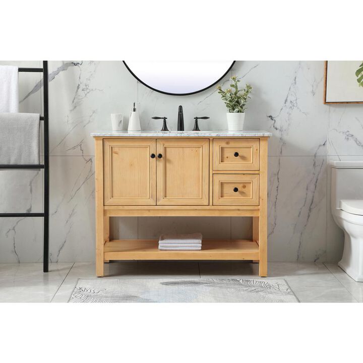 Elegant Kitchen and Bath 42 inch Single bathroom vanity in natural wood
