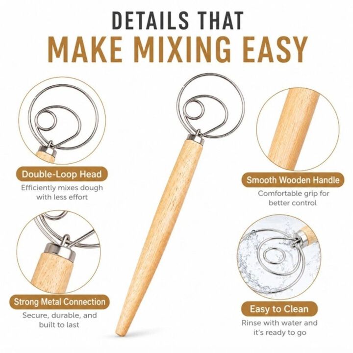 Stainless Steel Danish Dough Whisk