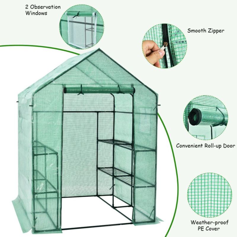 Hivvago Walk-in Greenhouse 56 x 56 x 77 Inch Gardening with Observation Windows