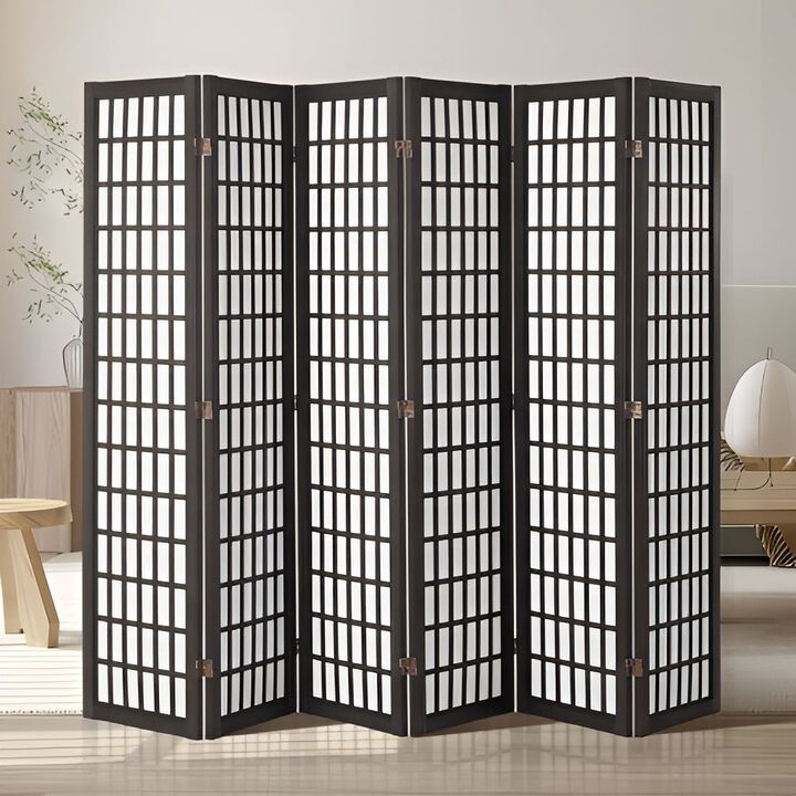 6-Panel Room Divider, Folding Privacy Screen for Home & Office - Black