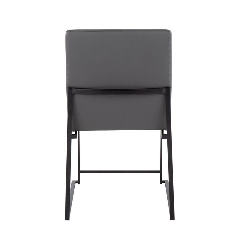 LumiSource Black Steel, Grey PU High Back Fuji Dining Chair - Set of 2