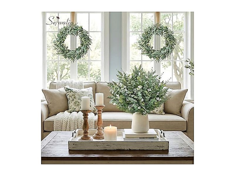 Artificial Greenery Stems Faux Eucalyptus Bulk Fake Leaves Mixed Centerpieces image number 2