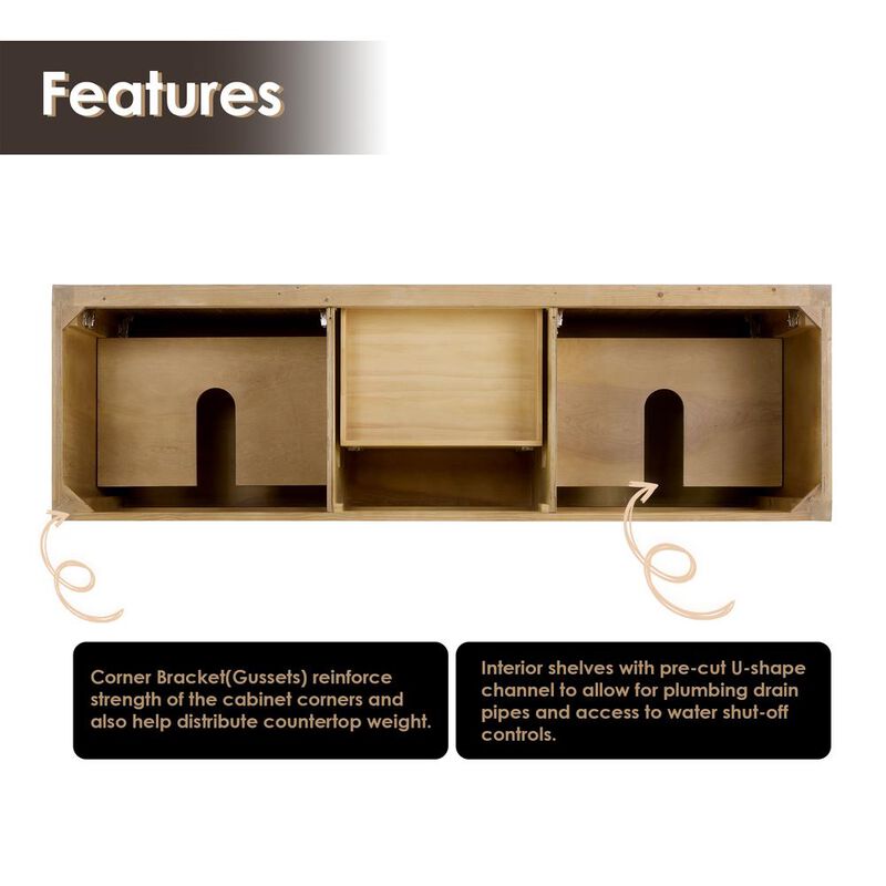 Altair Double Bathroom Cabinet Vanity Base without Top and Sink, no Mirror