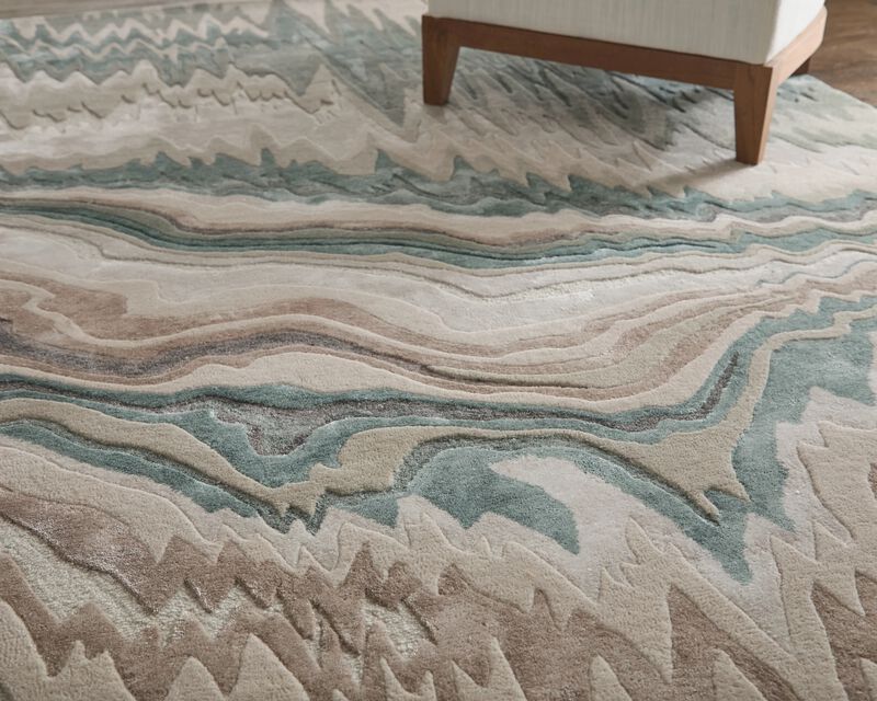 Maridian 8A70F Green 5' x 8' Rug image number 1