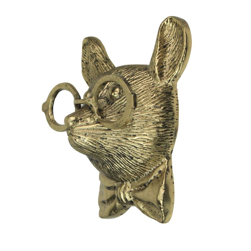 Gold Mouse Head Wall Hanging With Spectacles, Quirky Cast Aluminum Wall Decor image number 2